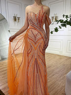 Arabic Blue One Shoulder Evening Gown With Side Overskirt Beaded Dress For Women Party Luxury Dubai LA72662