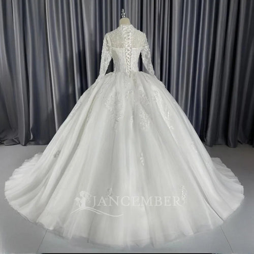 2026 Customized Ball Gown Wedding Dress Long Sleeve Plus Size Gown