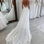Boho Beach A Line Chiffon Wedding Dress With V Neck And Spaghetti Straps