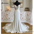 Custom Mermaid Wedding Dress Lace Satin Sweetheart Cathedral Gown