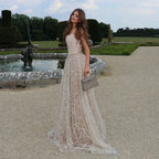 Luxury Sage Green Beaded A-Line Spaghetti Strap Evening Dress LA72805