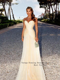 Light Yellow Shiny Chiffon Prom Gowns Sweetheart A Line Evening Dresses Women Elegant Formal Occasion Dress Customized