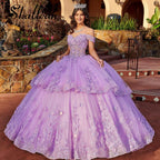 Skallean Stufige Quinceañera-Kleider Prinzessin Süße 16 Jahre Mädchen Geburtstagsfeier Perlen Spitzenapplikationen Kleider 15 Jahre Quinceañera