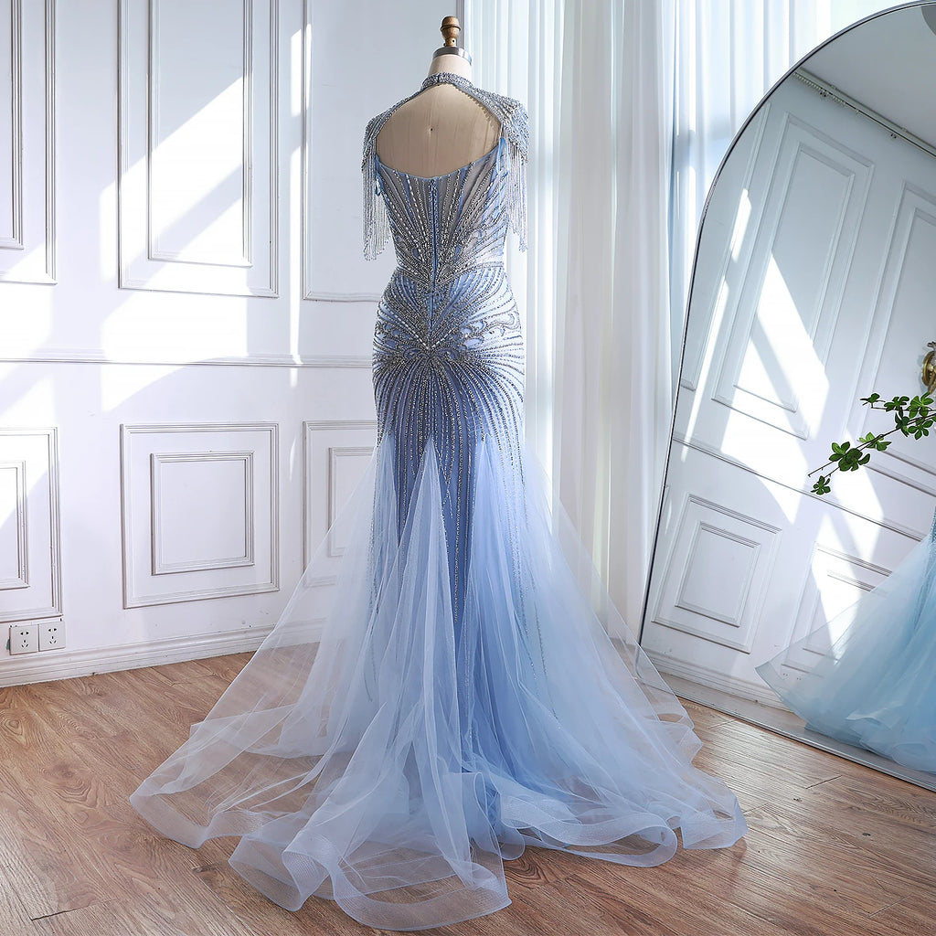 Serene Hill Nude Beaded Evening Dress With Tassel Wedding Gown For Women