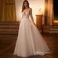 Custom Beach Wedding Dress With Beaded Lace And V Neck Spaghetti Straps