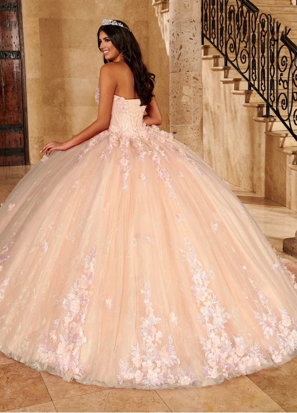 Königsblaue Charro-Quinceañera-Kleider Ballkleid Schulterfrei Tüll Blumen Puffig Mexikanische Süße 16 Kleider 15 Jahre Maßgeschneidert