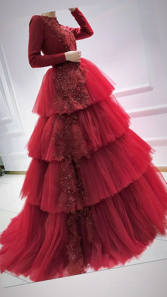 Vestido de gala de mangas compridas único S7351
