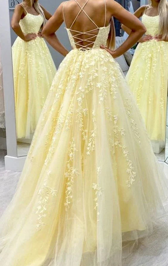 Robes de bal en tulle jaune robe de soirée S7003
