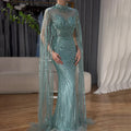 Luxury Dubai  Arabic Nude Mermaid Long Evening Dresses  With CapeLA71885B