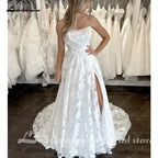 Lakshmigown Lace Wedding Dress A Line Side Slit Customized