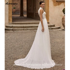 Boho Floral Lace Applique Bridal Gown With Jacket And Sweep Train Customized