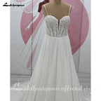 Custom Sweetheart Chiffon A Line Sweep Train Wedding Dress