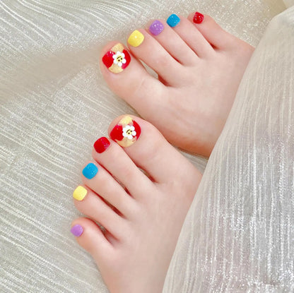 10 uñas postizas de cachorro pintadas a mano, cortas, cuadradas, negras y blancas, con diseño creativo y adhesivo. 