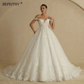 Bepeithy Customized Ivory Glitter Wedding Dress Sleeveless Bridal Ball Gown