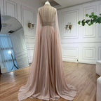 Serene Hill White Chiffon A Line Cape Sleeve Bridesmaid Dress