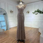 Luxury Caramel Mermaid Beaded Evening Dress LA73082