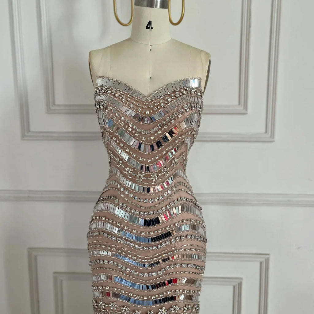 Luxury Beaded Mermaid Evening Dress For Women Strapless Custom Gown