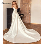 Lakshmigown Luxury Satin Mermaid Wedding Dress Sweetheart Detachable Skirt