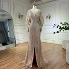Serene Hill Nude V-Neck Mermaid Beaded Evening Dress Wedding Gown 2025 Customized
