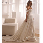 Lakshmigown Satin Lace A Line Wedding Dress Sweetheart Off Shoulder Custom