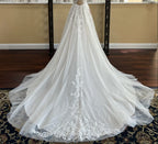Custom A Line Wedding Dress Spaghetti Straps V Neck Beaded Lace Bridal Gown