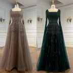 Caramel Beaded A Line Evening Dress With Cape Sleeves Formal Gown For Women