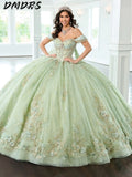 Vestido popular de quinceañera con hombros descubiertos 2025 Encantador vestido de fiesta con flores 3D Brillante vestido de fiesta sin mangas y sin tirantes 16 personalizado
