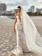 Custom Beaded Lace Mermaid Wedding Dress Sweetheart Neckline Bridal Gown