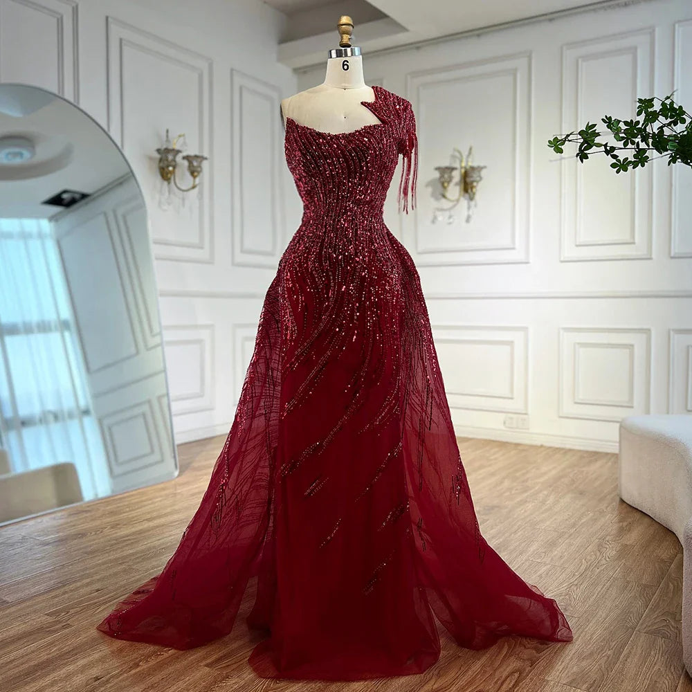 Luxury Green Evening Dress with Overskirt LA72979