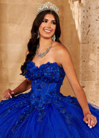 Königsblaue Charro-Quinceañera-Kleider Ballkleid Schulterfrei Tüll Blumen Puffig Mexikanische Süße 16 Kleider 15 Jahre Maßgeschneidert