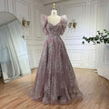 Customized Pink A Line Beaded Evening Dress For Wedding Party Women