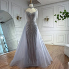 Nude Mermaid Tassel Beaded Evening Dress With Detachable Overskirt Custom
