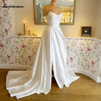 Lakshmigown Satin A Line Wedding Dress Sweetheart Neckline With Side Slit