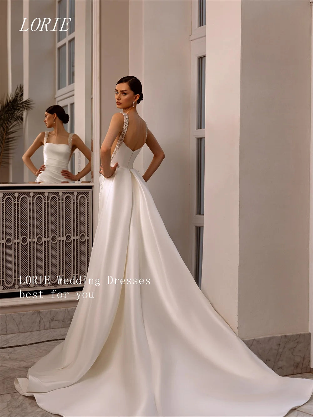 Customized Mermaid Wedding Dress Spaghetti Strap Beaded Bridal Gown