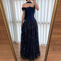 Luxury Arabic Navy A-Line Evening Dress with Beaded LA73050