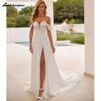 Lakshmigown Boho Beach Chiffon Wedding Dress Off Shoulder A Line Customized