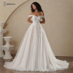 Elegant Champagne Lace Wedding Dress Strapless Boho Bridal Gown 2025