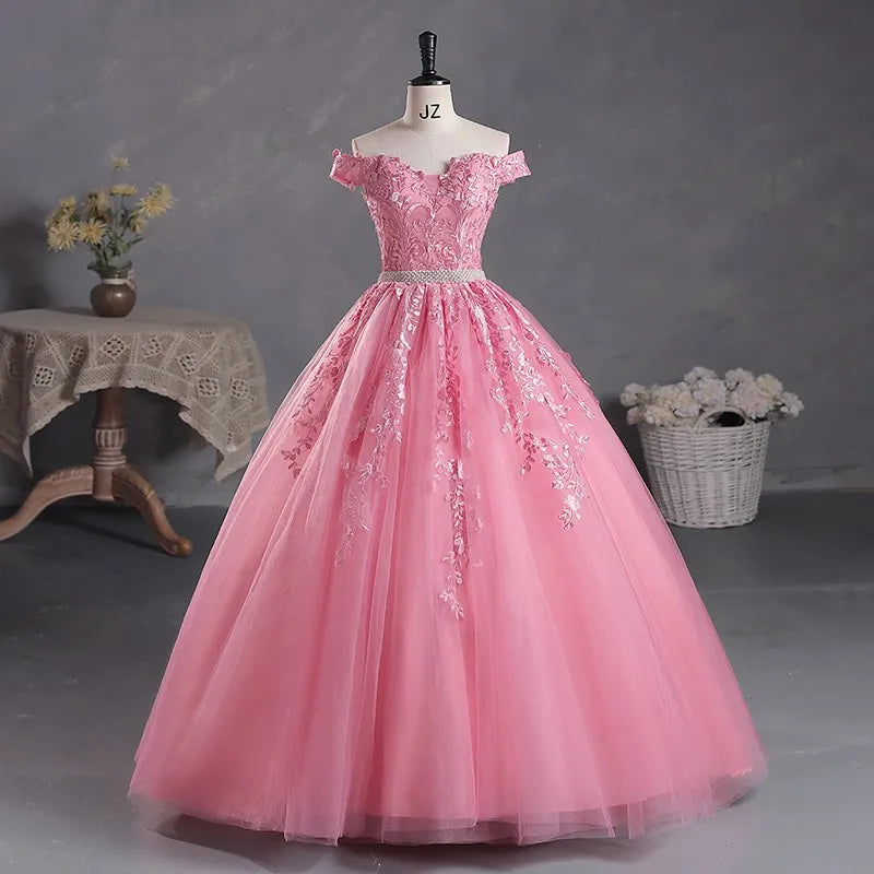 Kleider Quinceañera Schulterfreie Quinceañera-Kleider Diamantgürtel Ballkleid Festkleider Für Quinceañera Maßgeschneidert