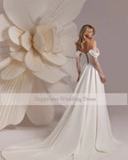 Custom Strapless Corset Lace Sleeve A Line Front Split Wedding Dress