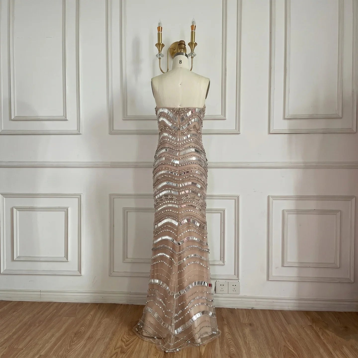 Luxury Beaded Mermaid Evening Dress For Women Strapless Custom Gown