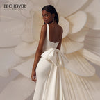 Custom Sleeveless Mermaid Satin Wedding Dress With Square Neckline