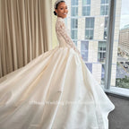 Custom Designed Elegant Wedding Dress High Neck Ball Gown Luxury Bridal