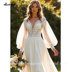 Ivory Chiffon A Line V Neck Wedding Dress With Lace Court Train Custom
