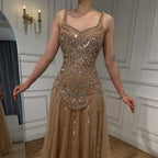 Serene Hill Custom Nude A Line Beaded Luxury Evening Party Gown 2026