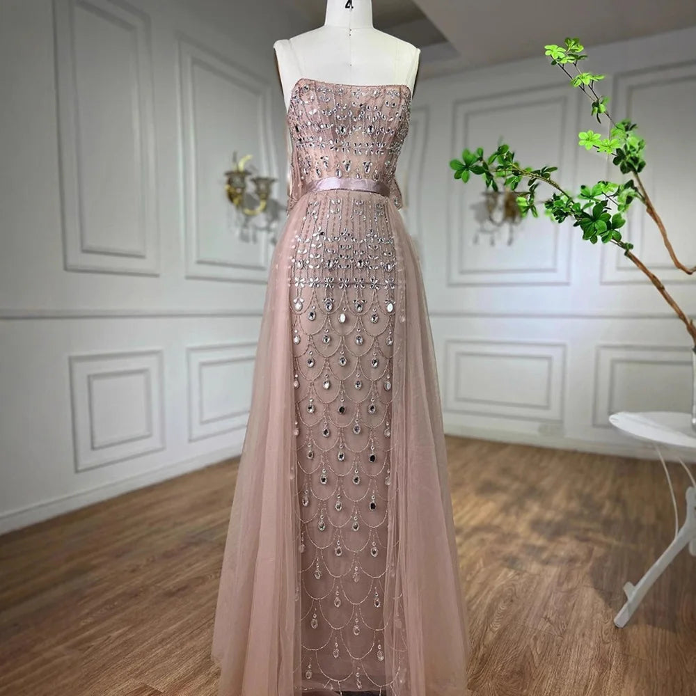 Customized Red Off Shoulder Mermaid Beaded Evening Dress For Women