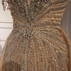 Elegant Green Mermaid Beaded Evening Gown Off Shoulder Party Dress