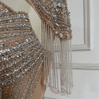 Pink Beaded Mermaid Evening Dress With Side Split For Women Custom Made