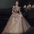 Elegant Off Shoulder Mesh Cheongsam Formal Evening Party Applique Maxi Dress
