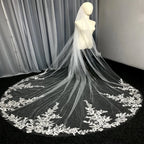Cathedral Lace Applique Bridal Wedding Veil White Ivory 3m Long One Layer