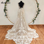 Luxury A Line Wedding Dress With Floral Appliques V Neck And Backless Style